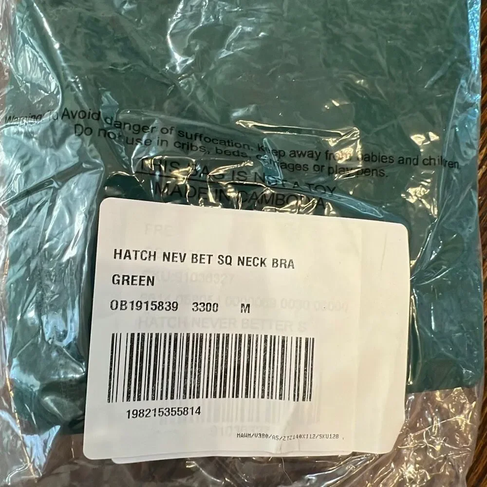Free People x Hatch Never Better Square Neck Bra Green Medium Nwt